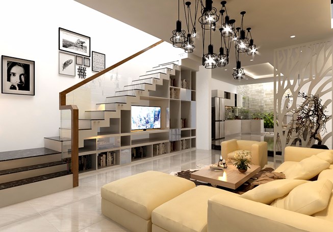 Cầu thang nhôm kính có tính thẩm mỹ cao, tạo điểm nhấn cho ngôi nhà